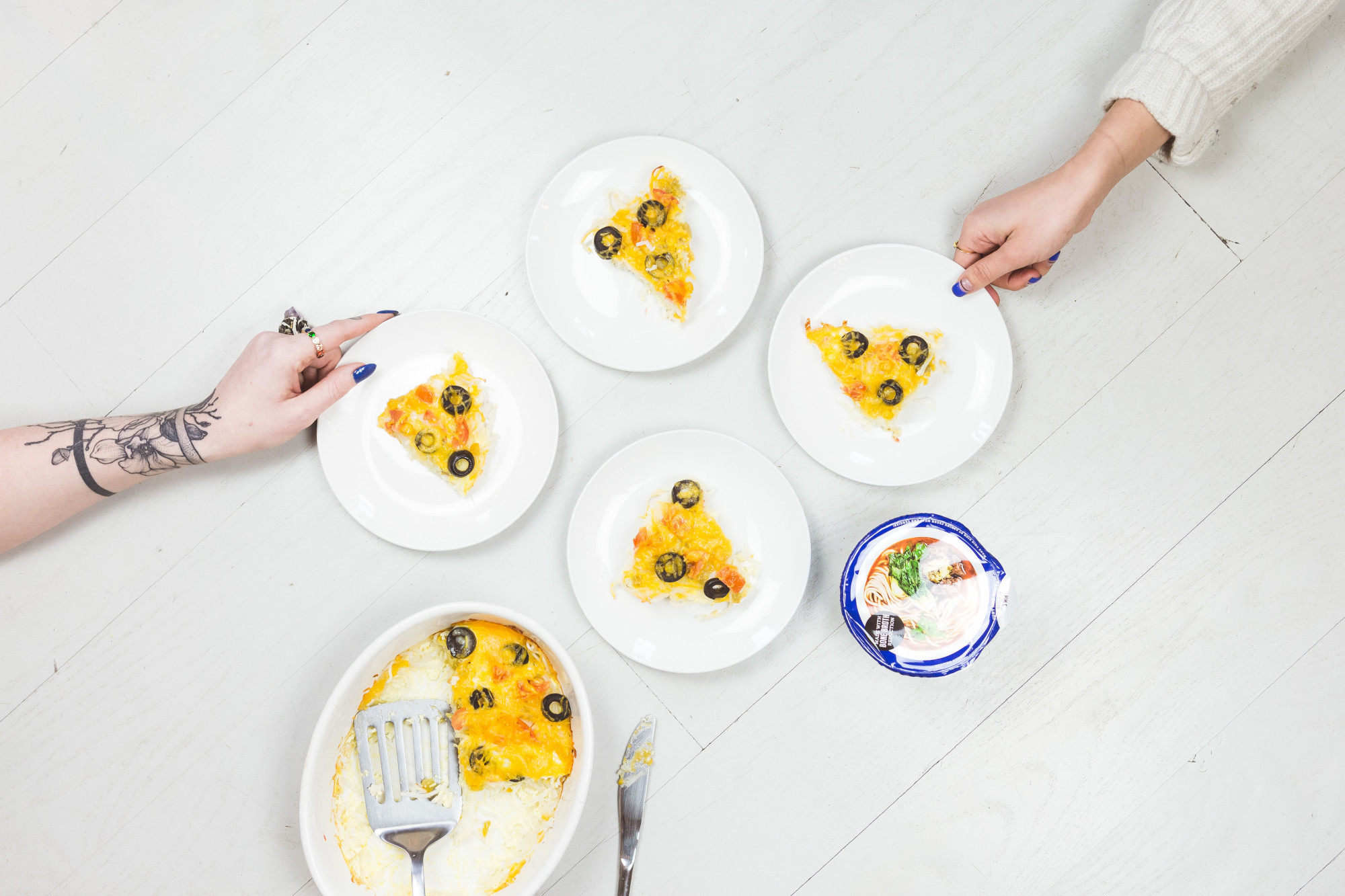Selection of plated dishes on a table